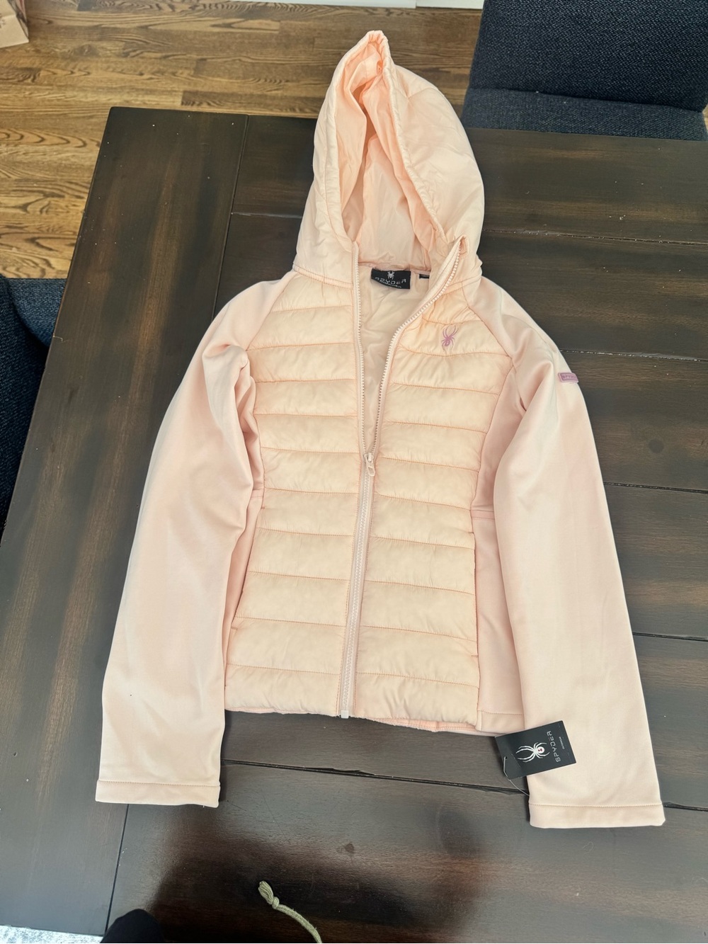 Spyder Kids Light Pink Quilted Hooded Puffer Jacket